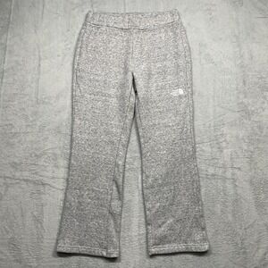 The North Face Fleece Sweatpants Girls Size 12 Heather Grey Logo Straight Leg